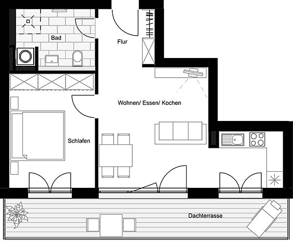 Beispiel: Penthouse (2 Zimmer)