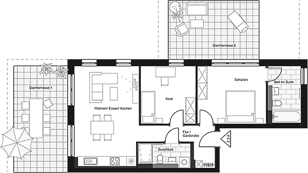 Beispiel: Penthouse (3 Zimmer)