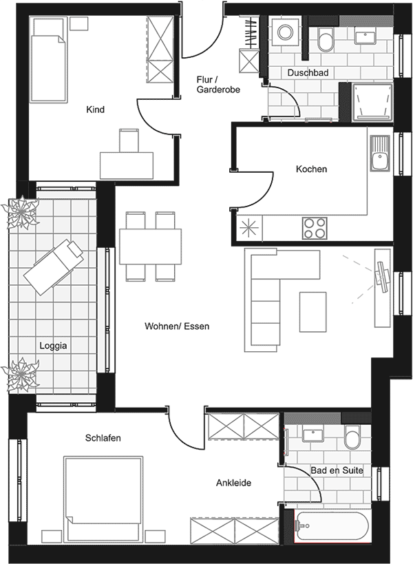 Beispiel: 3-Zimmerwohnung