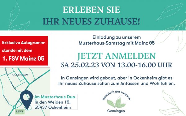 Einladung zum Musterhaus-Samstag 25. Februar