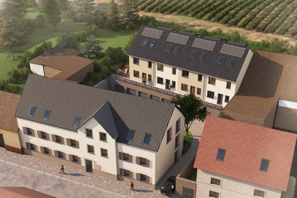 Reihenhäuser im Neuweg in Ingelheim direkt an den Weinbergen