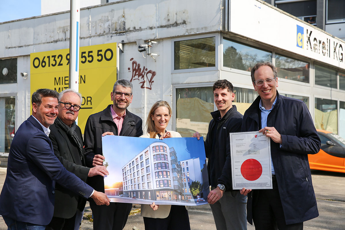 Urbanes Wohnen am Stadteingang: Molitor und Rheinhessen Sparkasse entwickeln Wohn- und Geschäftshaus